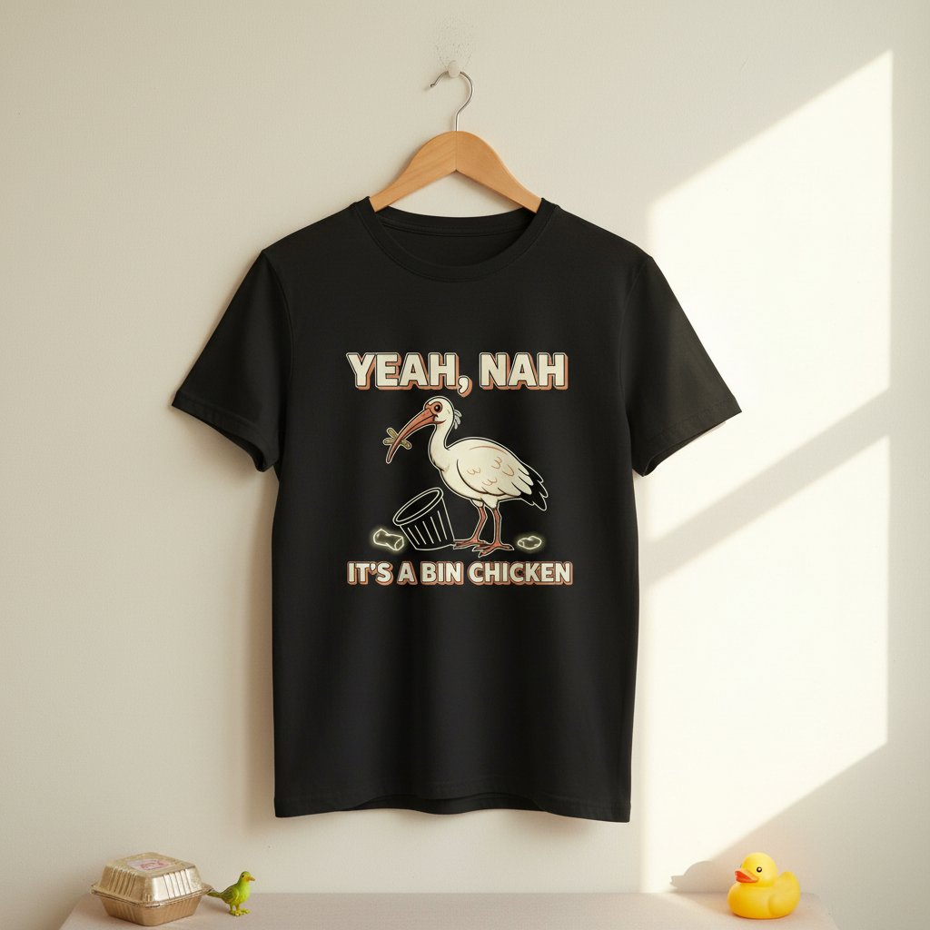 Yeah Nah It's a Bin Chicken T-Shirt | Funny Australian Ibis Gift Tee for Aussie Humour Fans