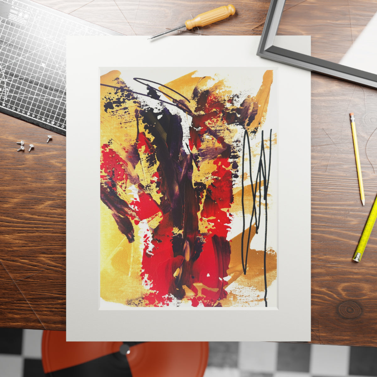 Blaze of Emotion Giclée Abstract Art Print | Passepartout Mounted Fine Art Print | Modern Colourful Wall Art