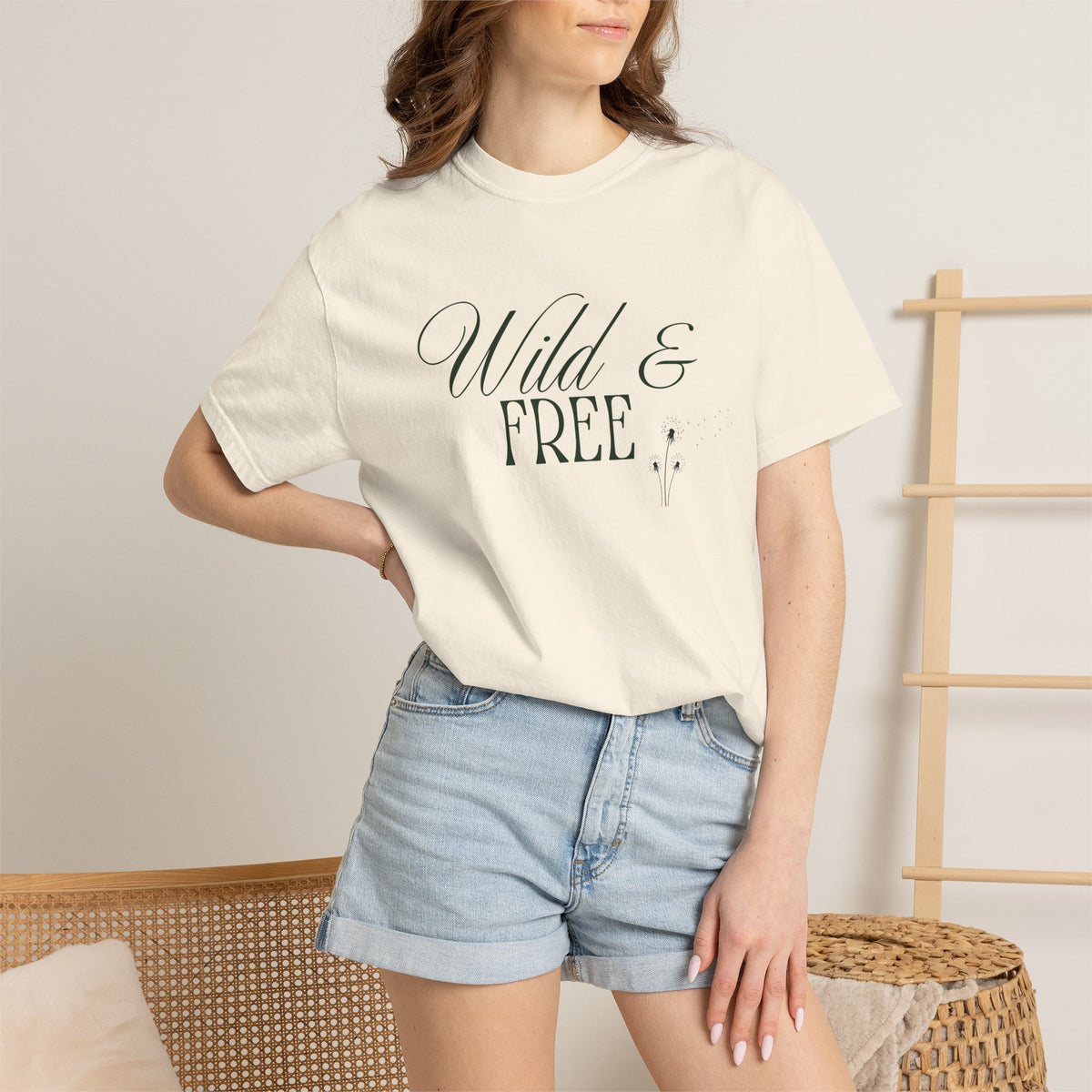 Wild & Free Script T-Shirt | Boho Nature Graphic Tee