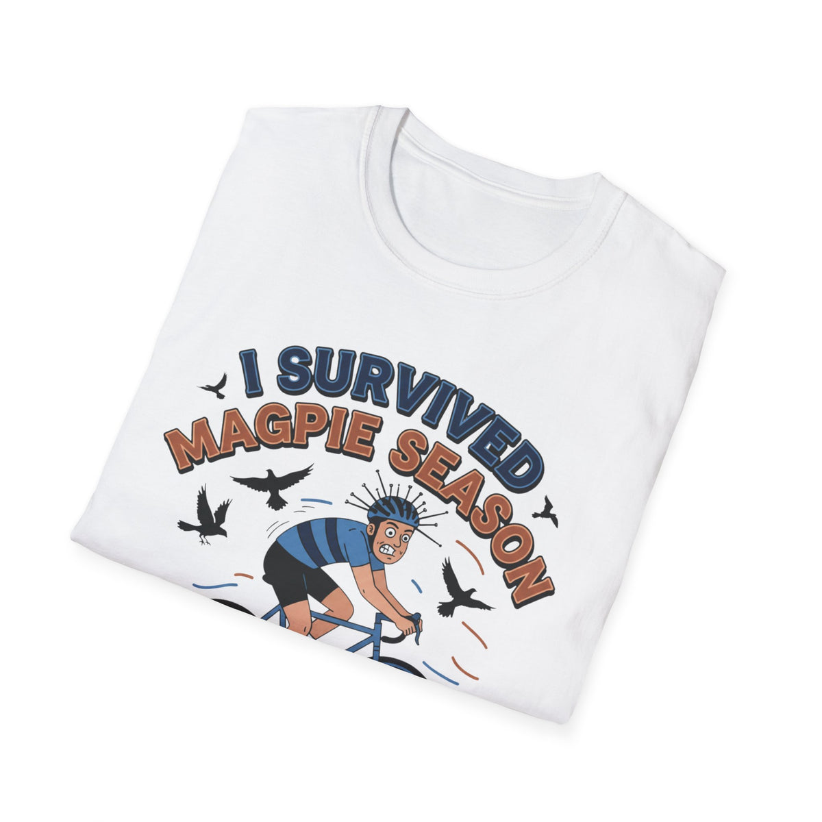 I Survived Magpie Season Cyclist Tee | Funny Aussie Bird Gift T-Shirt for Bike Riders