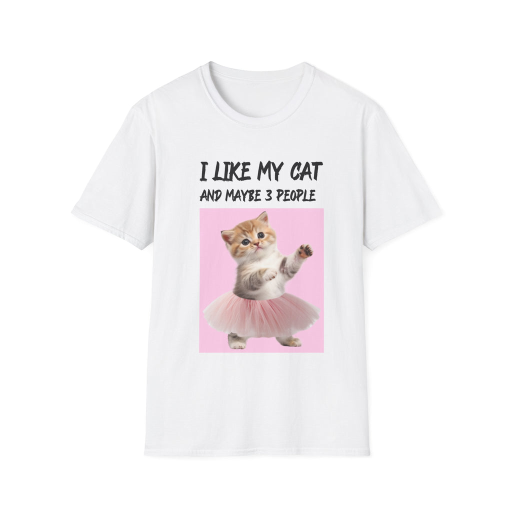 I Like My Cat and Maybe 3 People T-Shirt | Funny Introvert Cat Lover Gift Tee