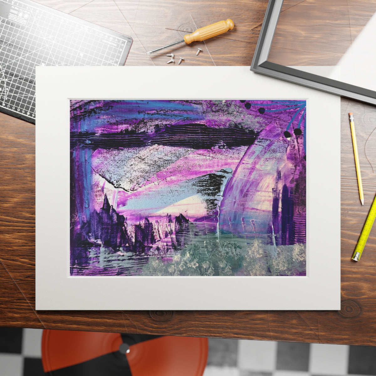 Lavender Forest Giclée Abstract Art Print | Passepartout Mounted Fine Art Print | Modern Colourful Wall Art