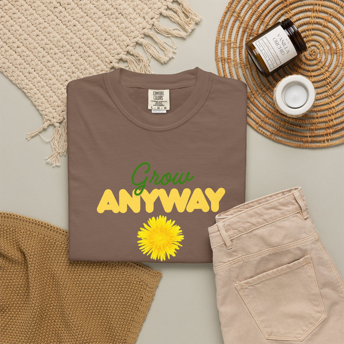 Grow Anyway T-Shirt — Floral Positive Vibe Tee