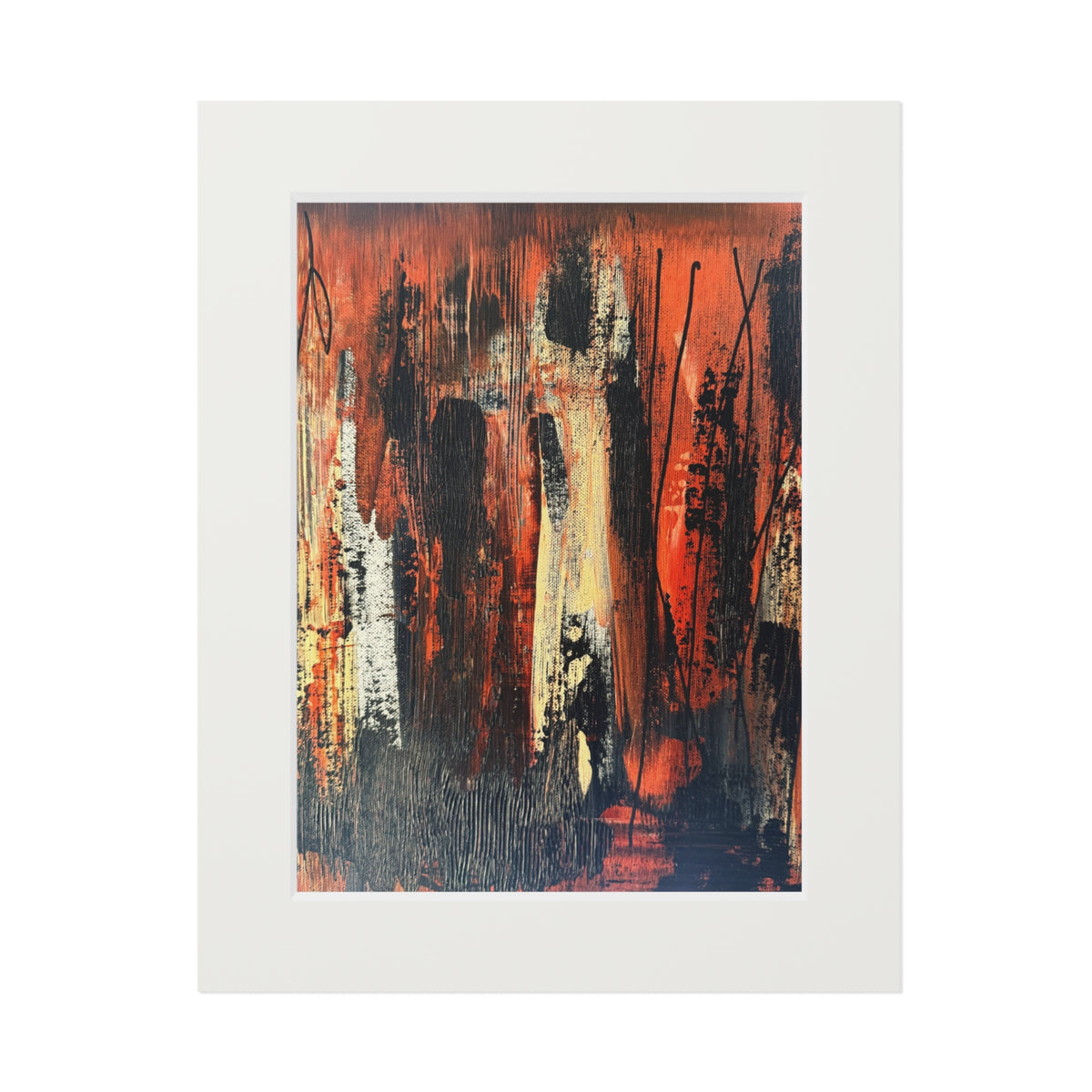 Fire Dance Giclée Abstract Art Print | Passepartout Mounted Fine Art Print | Modern Colourful Wall Art