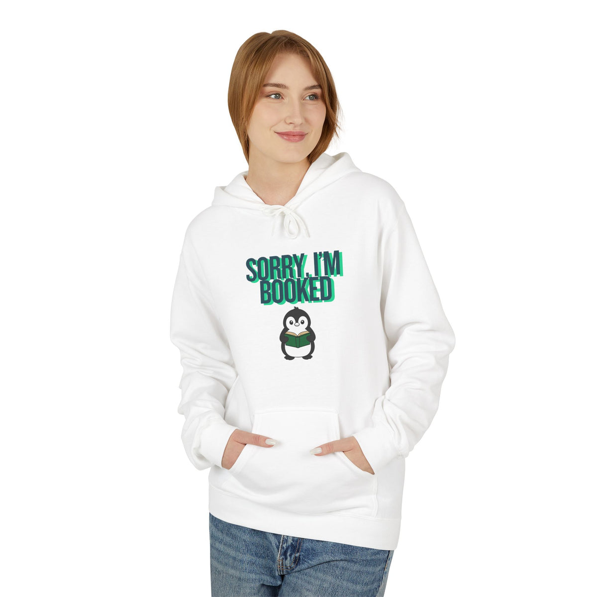 Sorry, I'm Booked Penguin Reading Hoodie | Cute Book Lover Gift for Readers & Bookworms