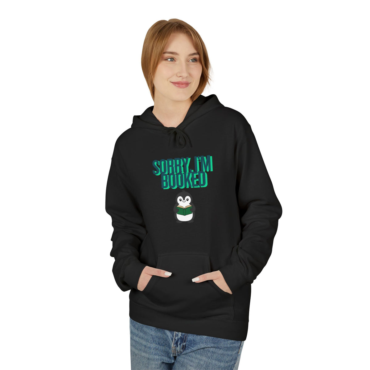 Sorry, I'm Booked Penguin Reading Hoodie | Cute Book Lover Gift for Readers & Bookworms