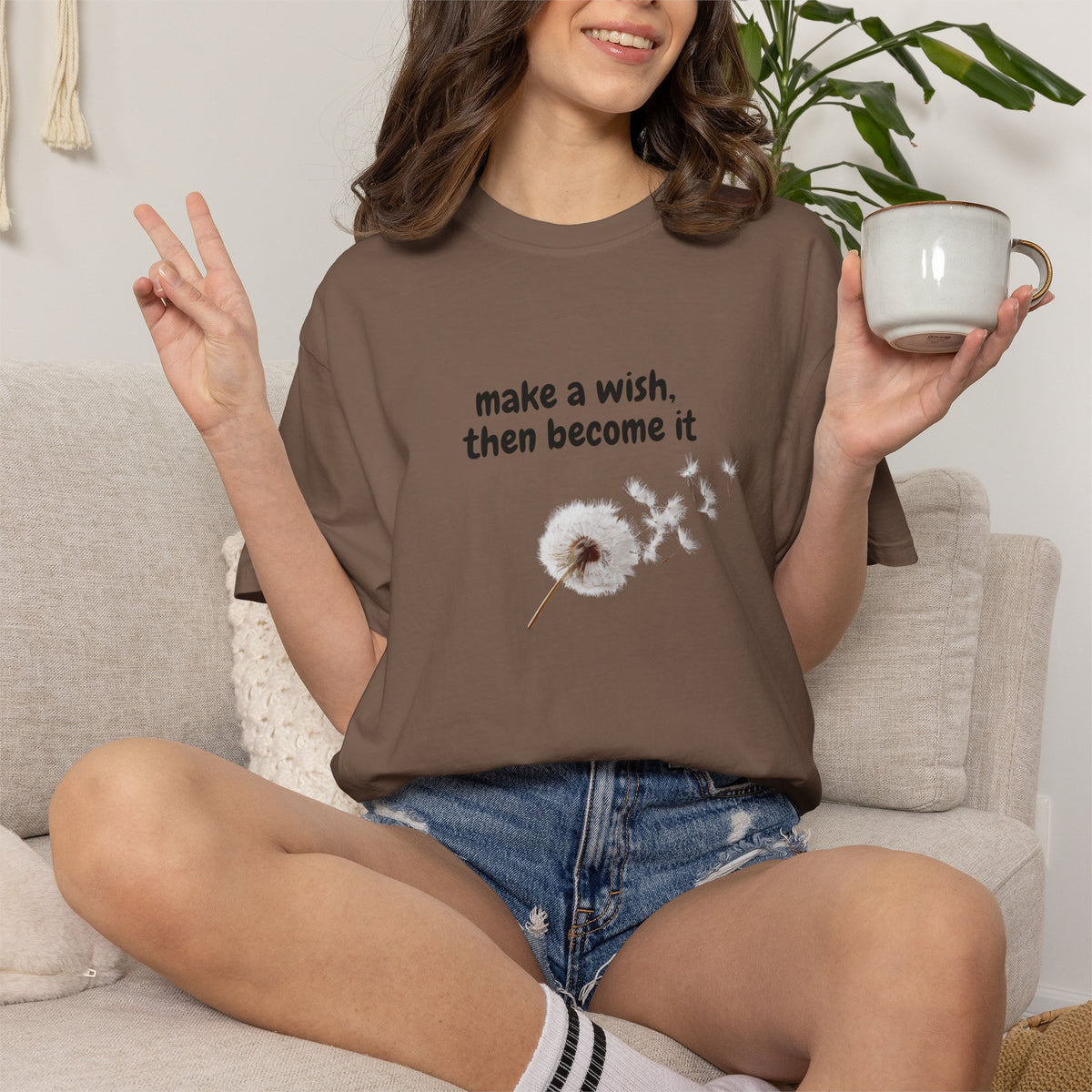 Dandelion Wish T-Shirt — "Make a Wish, Then Become It" Inspirational Tee