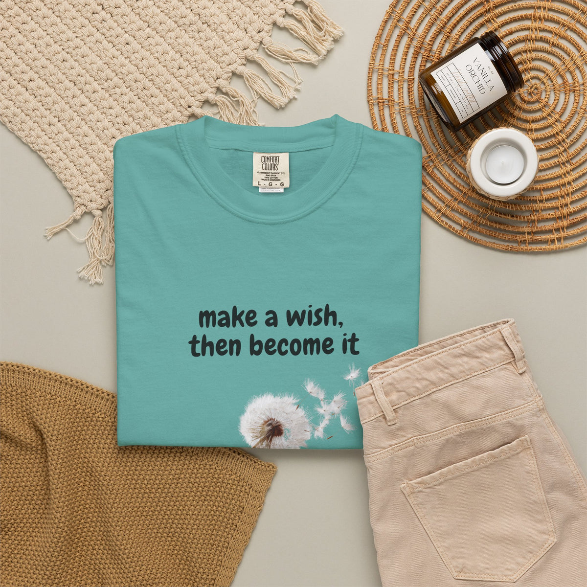 Dandelion Wish T-Shirt — "Make a Wish, Then Become It" Inspirational Tee