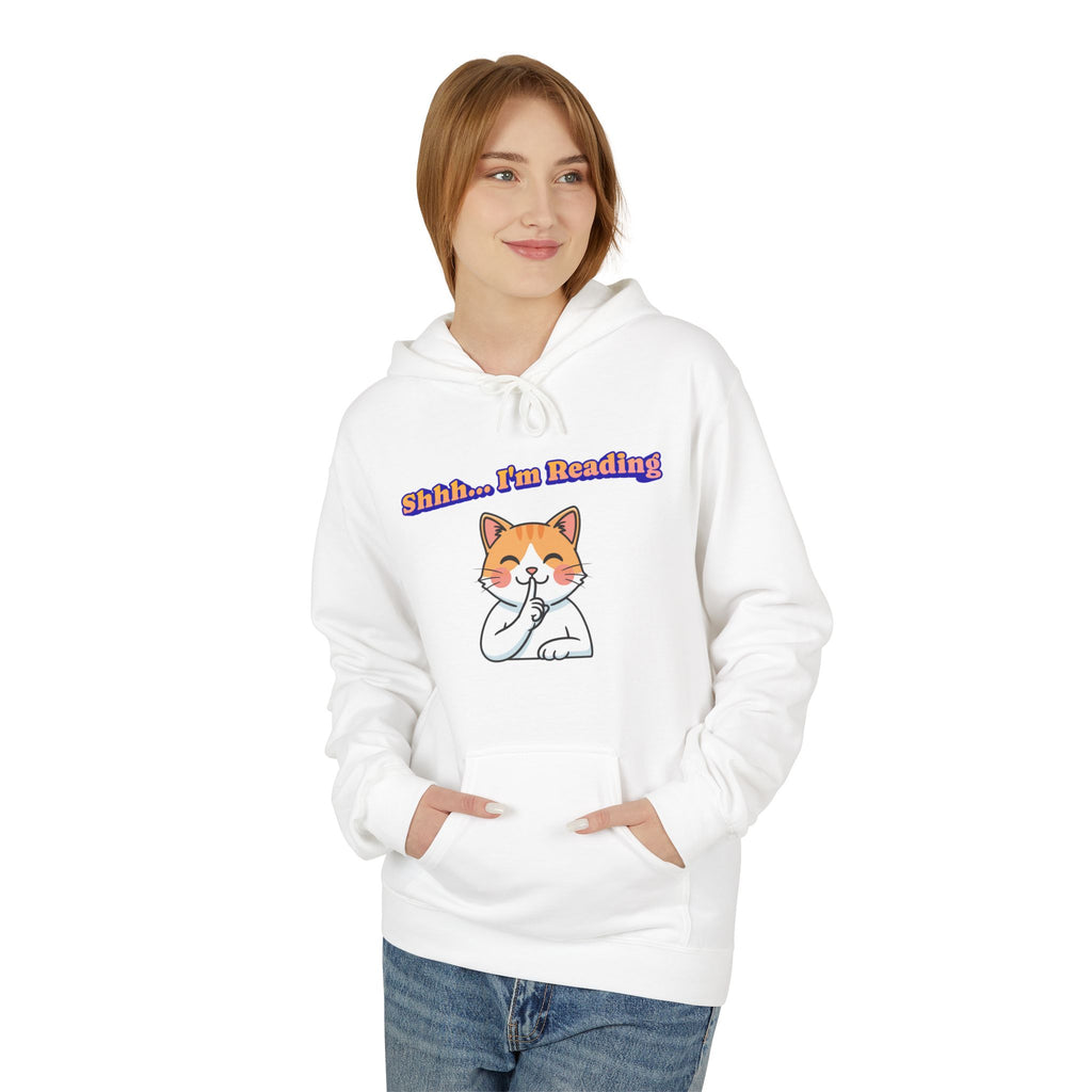 Reading Cat Hoodie — "Shhh... I'm Reading" Cute Cat Graphic Pullover