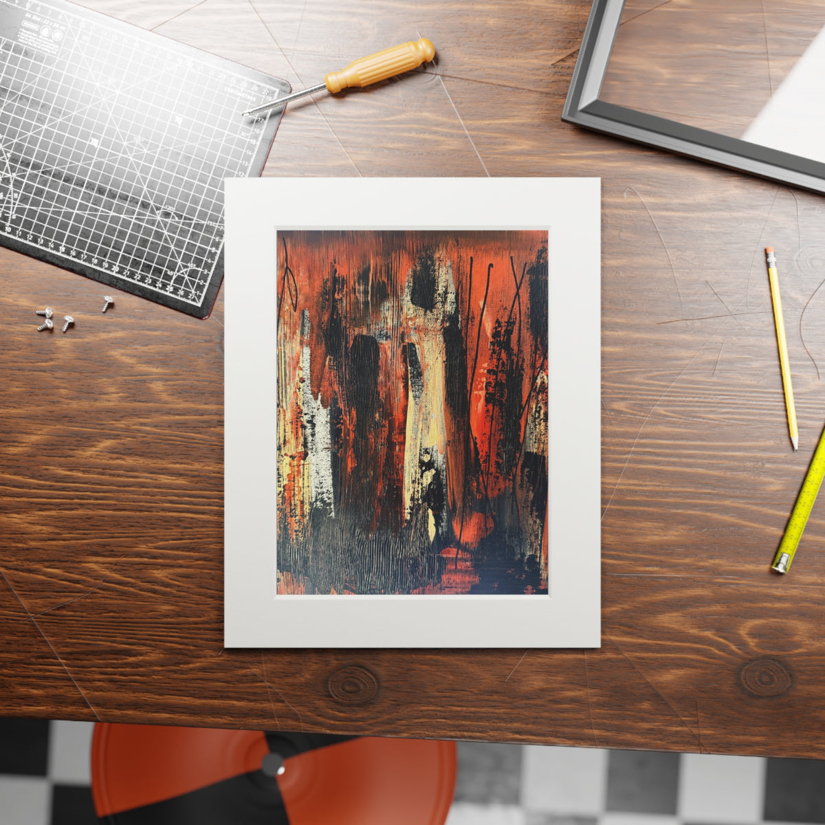 Fire Dance Giclée Abstract Art Print | Passepartout Mounted Fine Art Print | Modern Colourful Wall Art