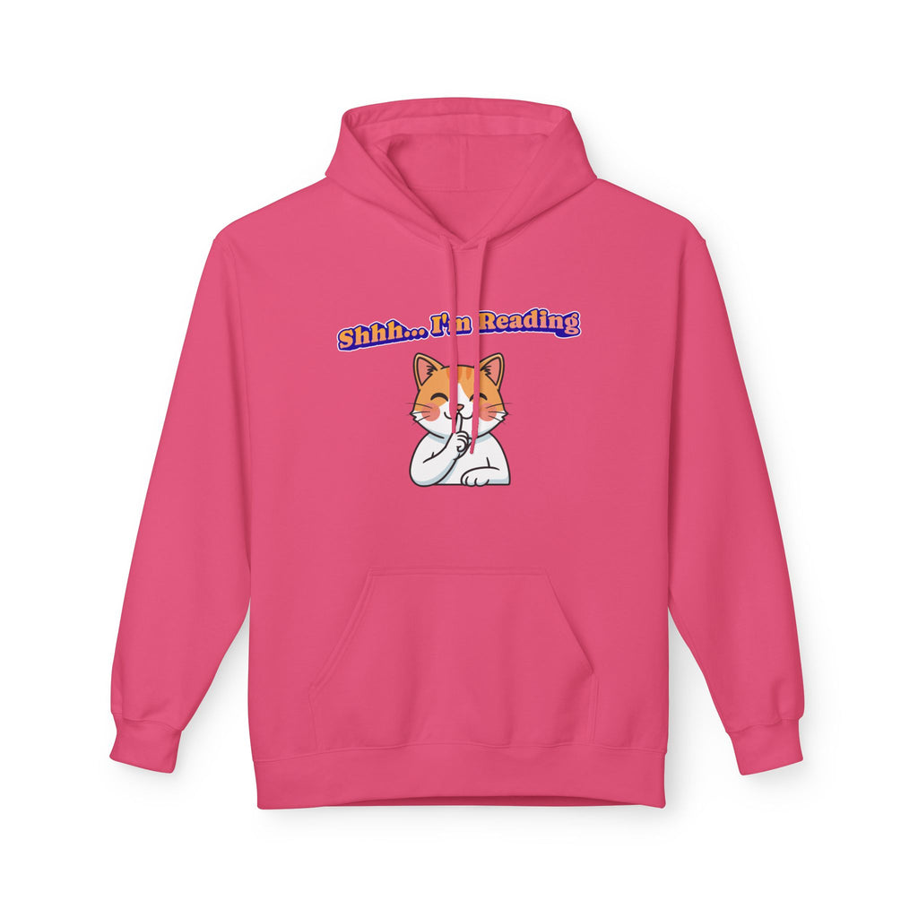 Reading Cat Hoodie — "Shhh... I'm Reading" Cute Cat Graphic Pullover