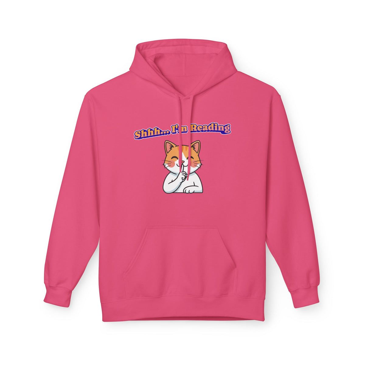 Reading Cat Hoodie — "Shhh... I'm Reading" Cute Cat Graphic Pullover