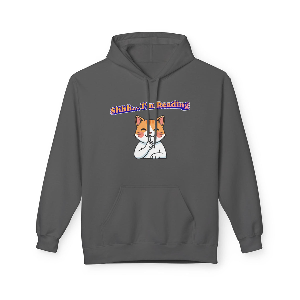 Reading Cat Hoodie — "Shhh... I'm Reading" Cute Cat Graphic Pullover