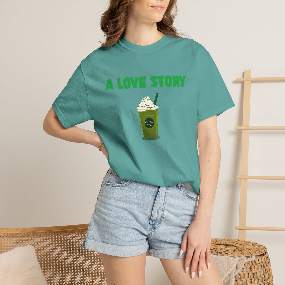 A Love Story Matcha Tee – Cute Matcha Drink Graphic T-Shirt
