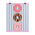 Donut Stack Poster | Pink Blue Striped Bakery Wall Art