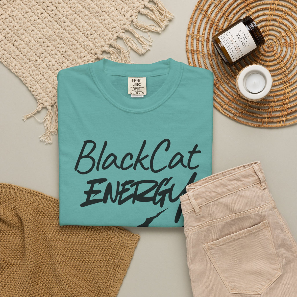 Black Cat Energy T-Shirt | Witchy Cat Lover Graphic Tee