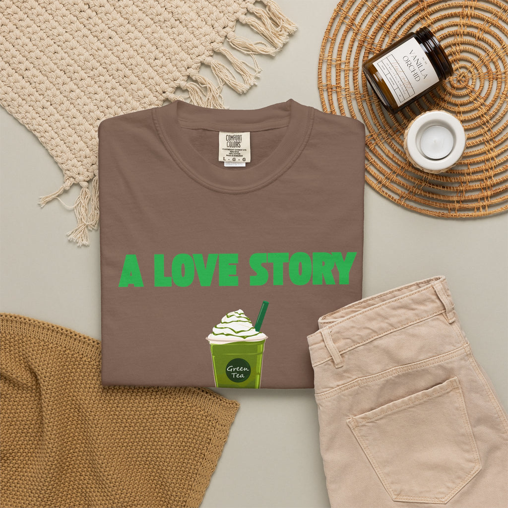 A Love Story Matcha Tee – Cute Matcha Drink Graphic T-Shirt
