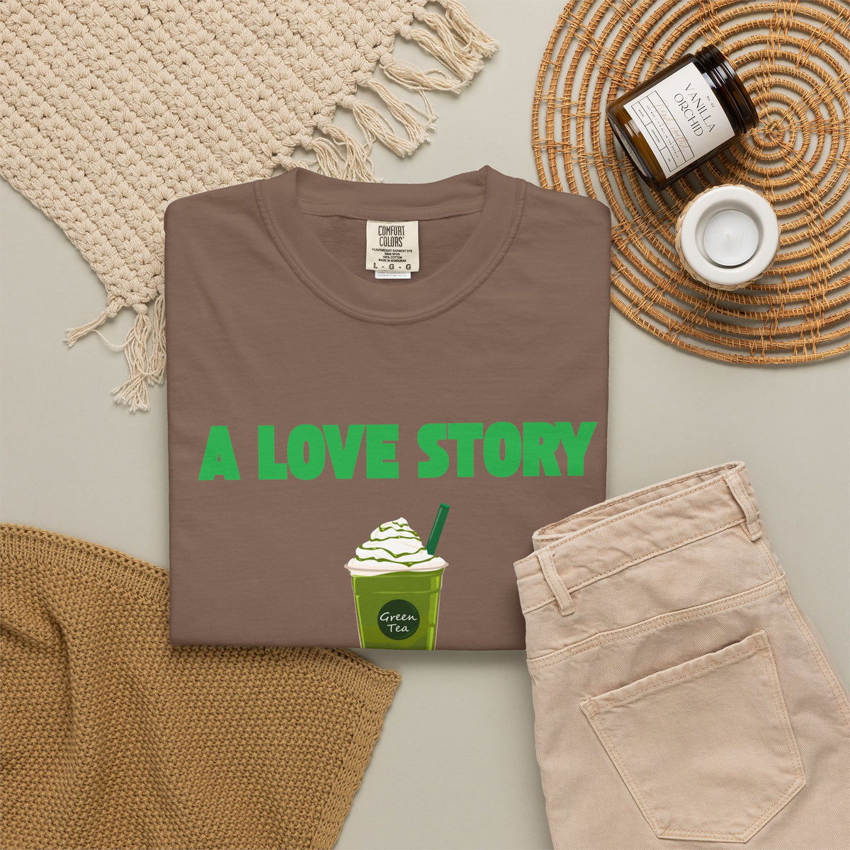 A Love Story Matcha Tee – Cute Matcha Drink Graphic T-Shirt