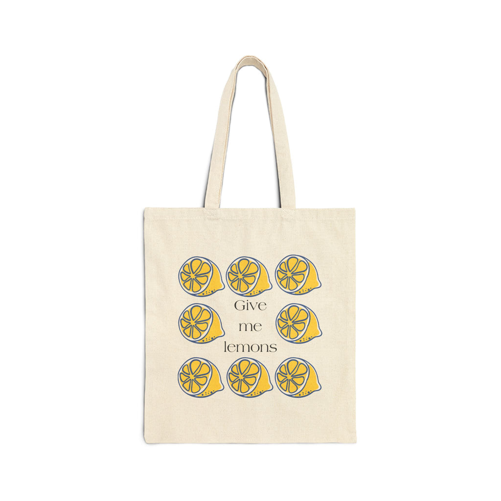 Give Me Lemons Canvas Tote Bag | Cute Lemon Pattern Gift Bag for Women