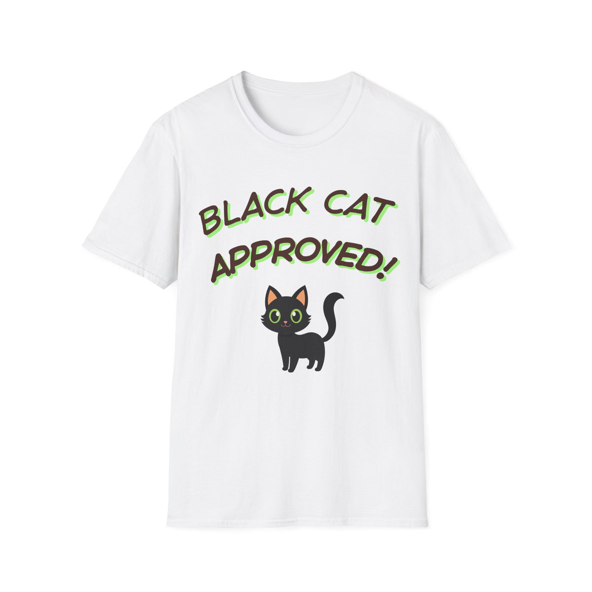 Black Cat Green Approved! T-Shirt | Cute Black Cat Graphic