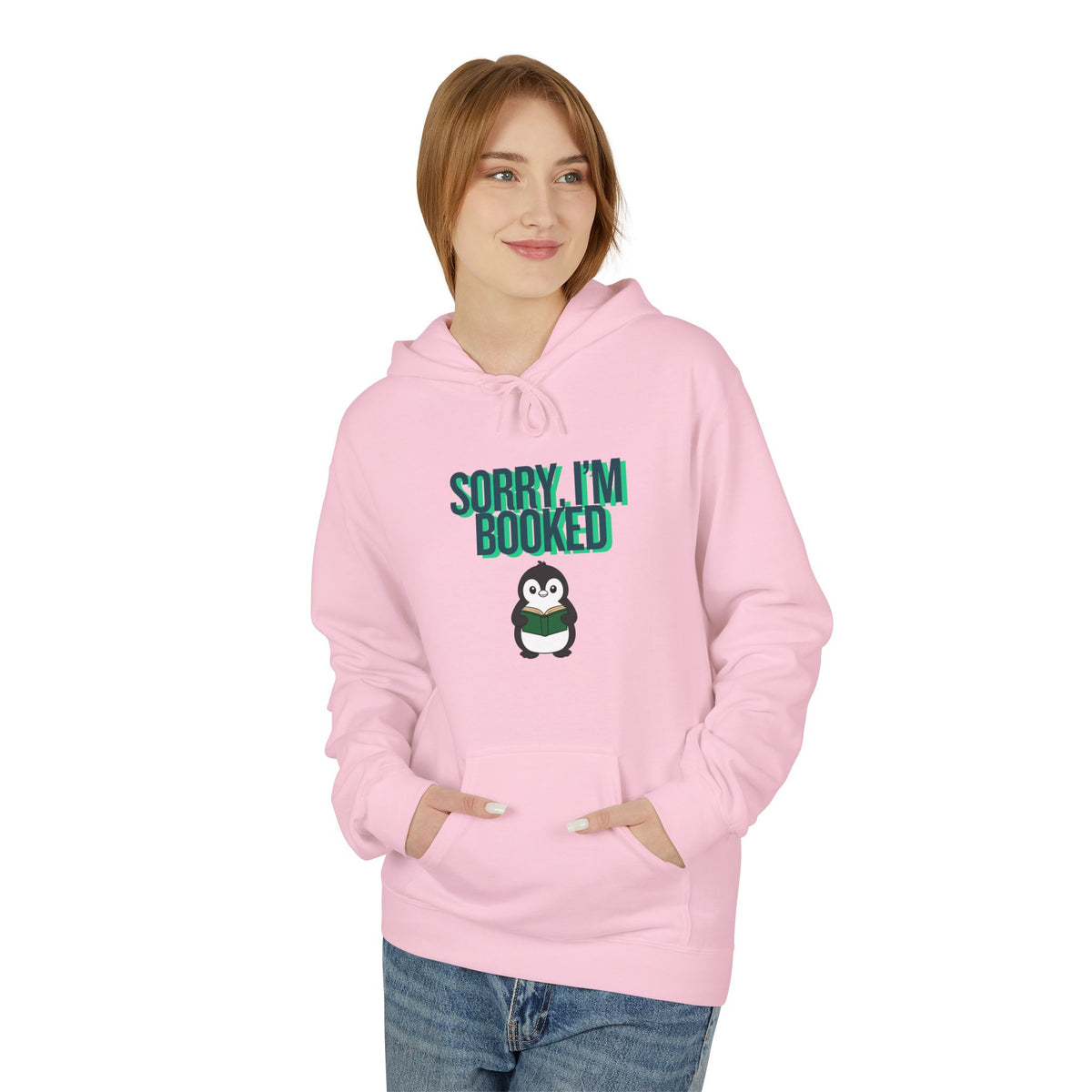 Sorry, I'm Booked Penguin Reading Hoodie | Cute Book Lover Gift for Readers & Bookworms