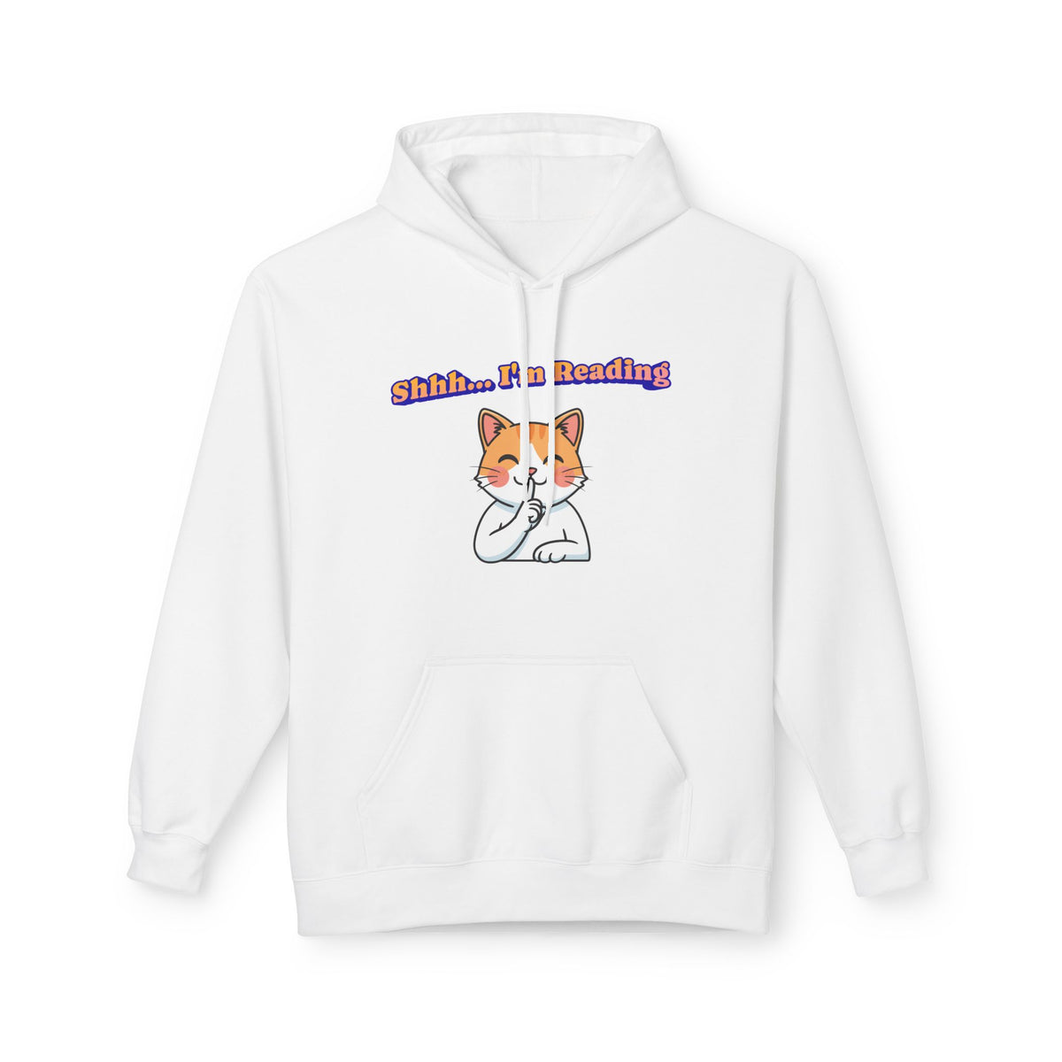 Reading Cat Hoodie — "Shhh... I'm Reading" Cute Cat Graphic Pullover