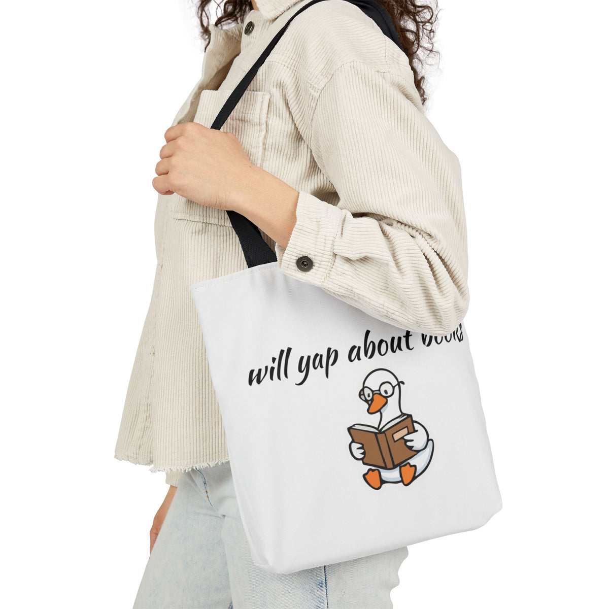 Will Yap About Books Duck Canvas Tote Bag | Cute Book Lover Gift Bag for Readers