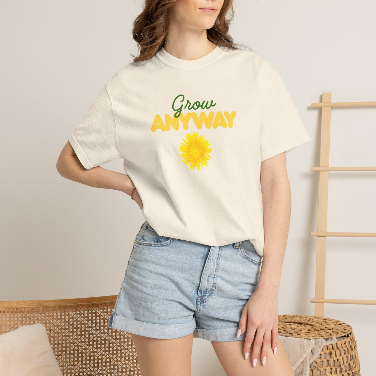 Grow Anyway T-Shirt — Floral Positive Vibe Tee