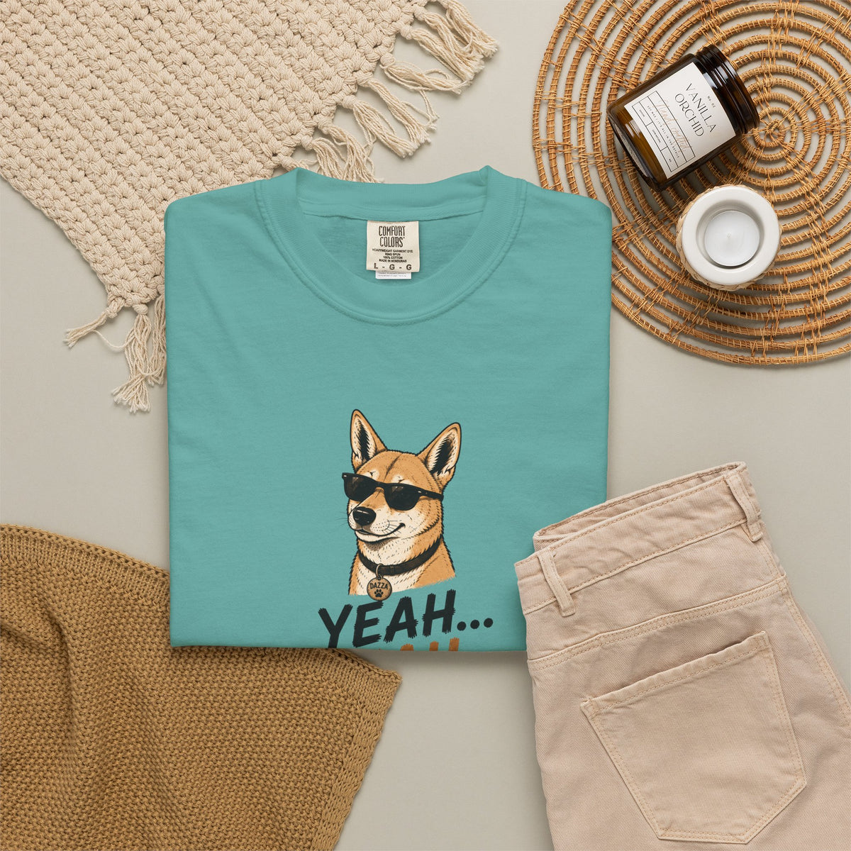 Cool Sunglasses Dog Yeah Nah T-shirt | Funny Dingo Paw Graphic Tee