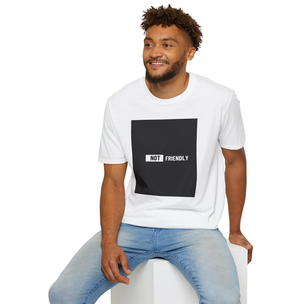 NOT Friendly graphic tee | Bold text black square T-Shirt