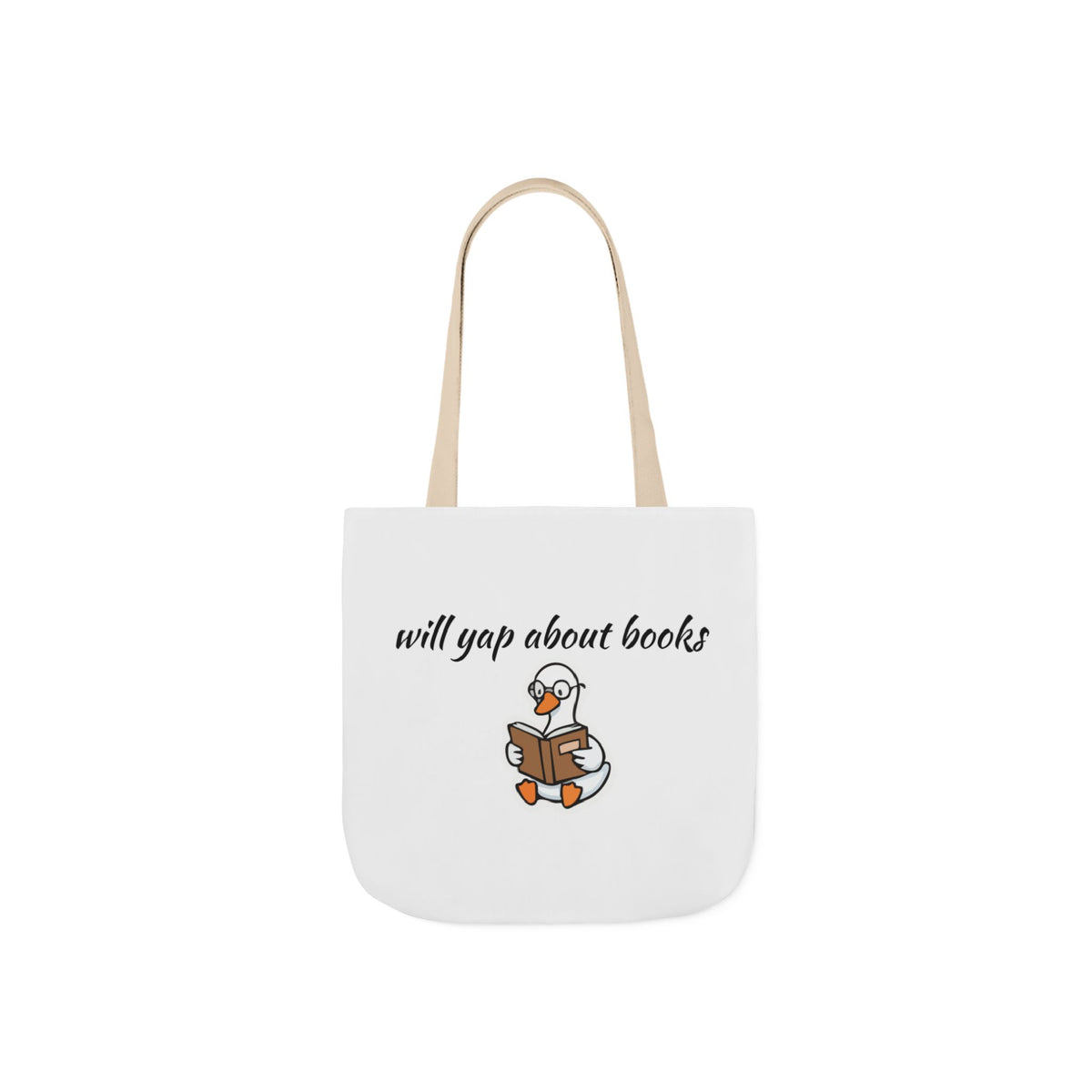 Will Yap About Books Duck Canvas Tote Bag | Cute Book Lover Gift Bag for Readers