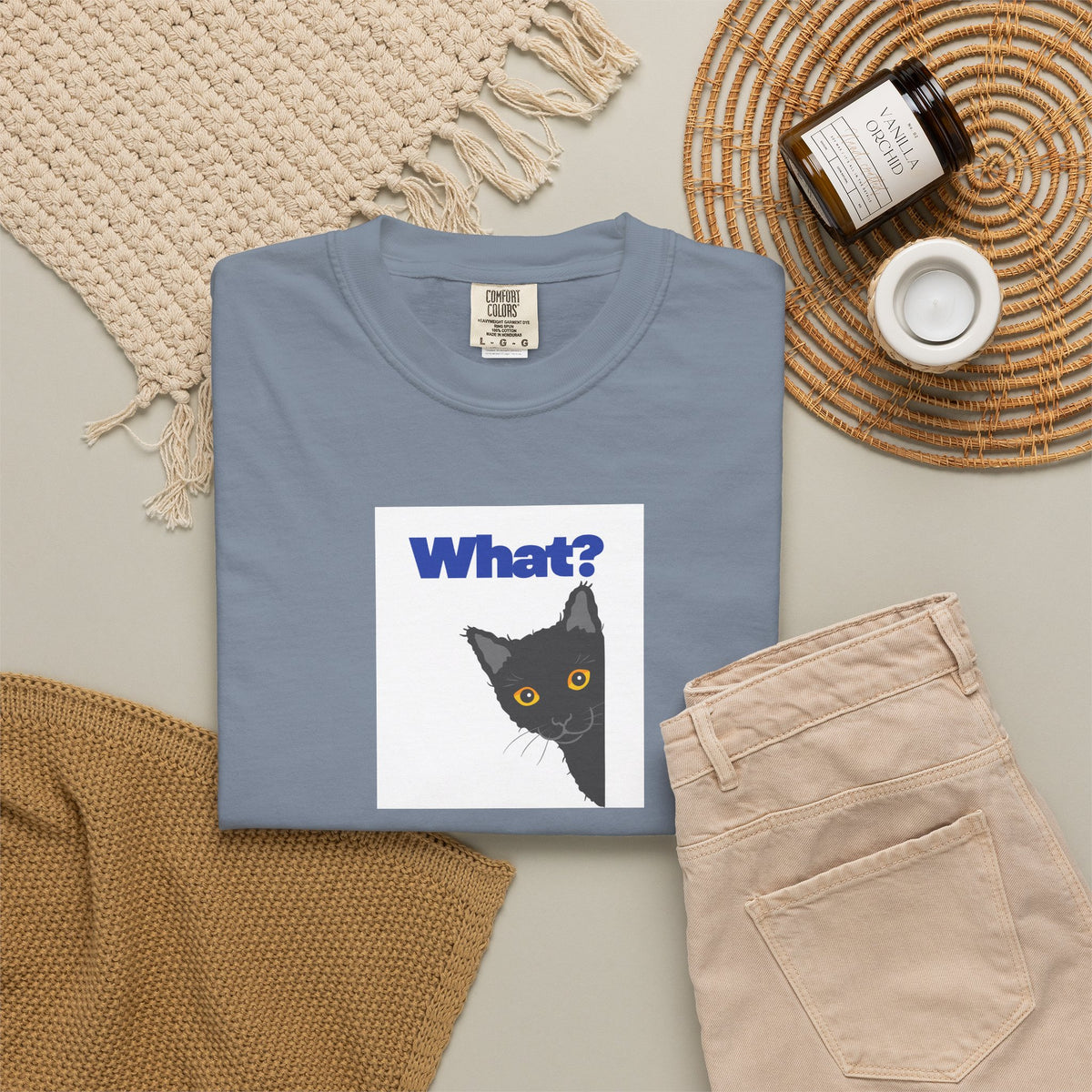 Peekaboo Black Cat "What?" T-shirt | Cat Lover Tee
