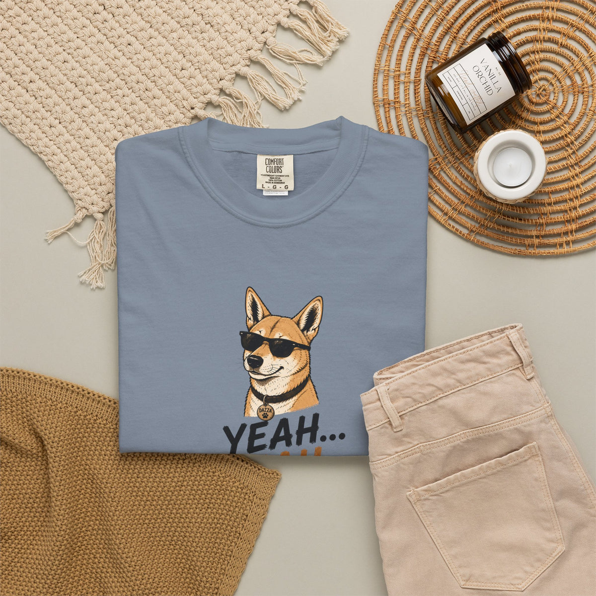 Cool Sunglasses Dog Yeah Nah T-shirt | Funny Dingo Paw Graphic Tee