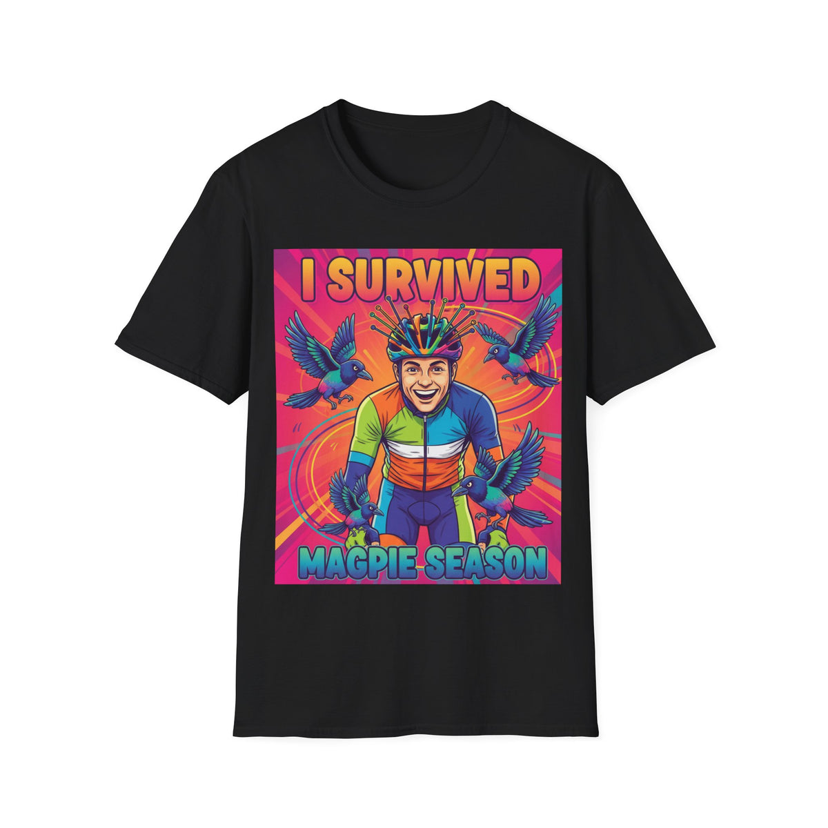 I Survived Magpie Season T-Shirt | Funny Cyclist Magpie Tee for Aussie Bike Riders