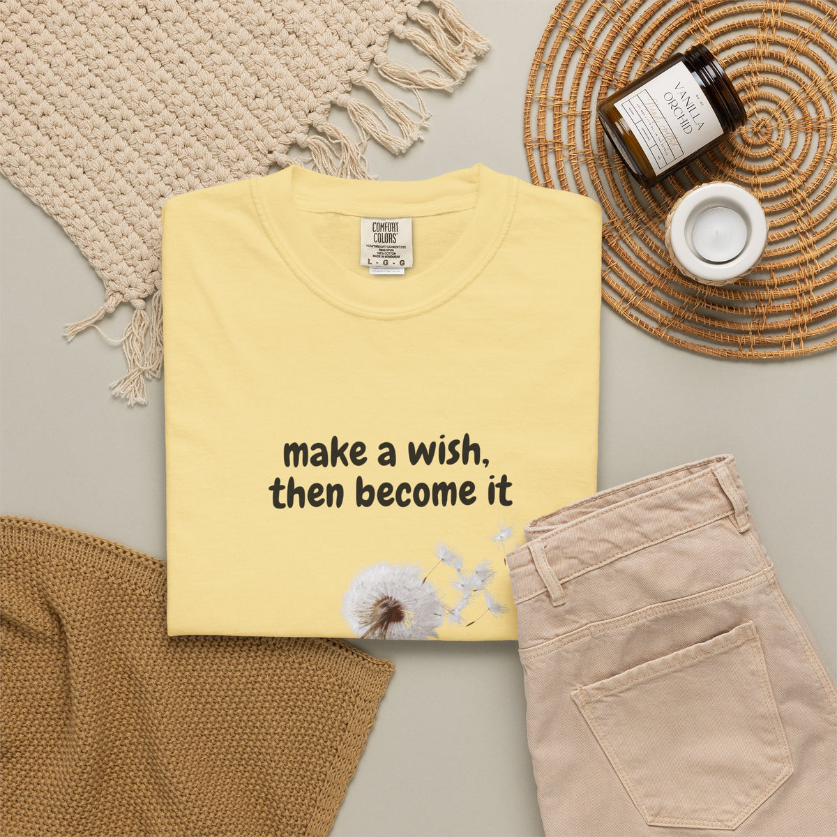 Dandelion Wish T-Shirt — "Make a Wish, Then Become It" Inspirational Tee