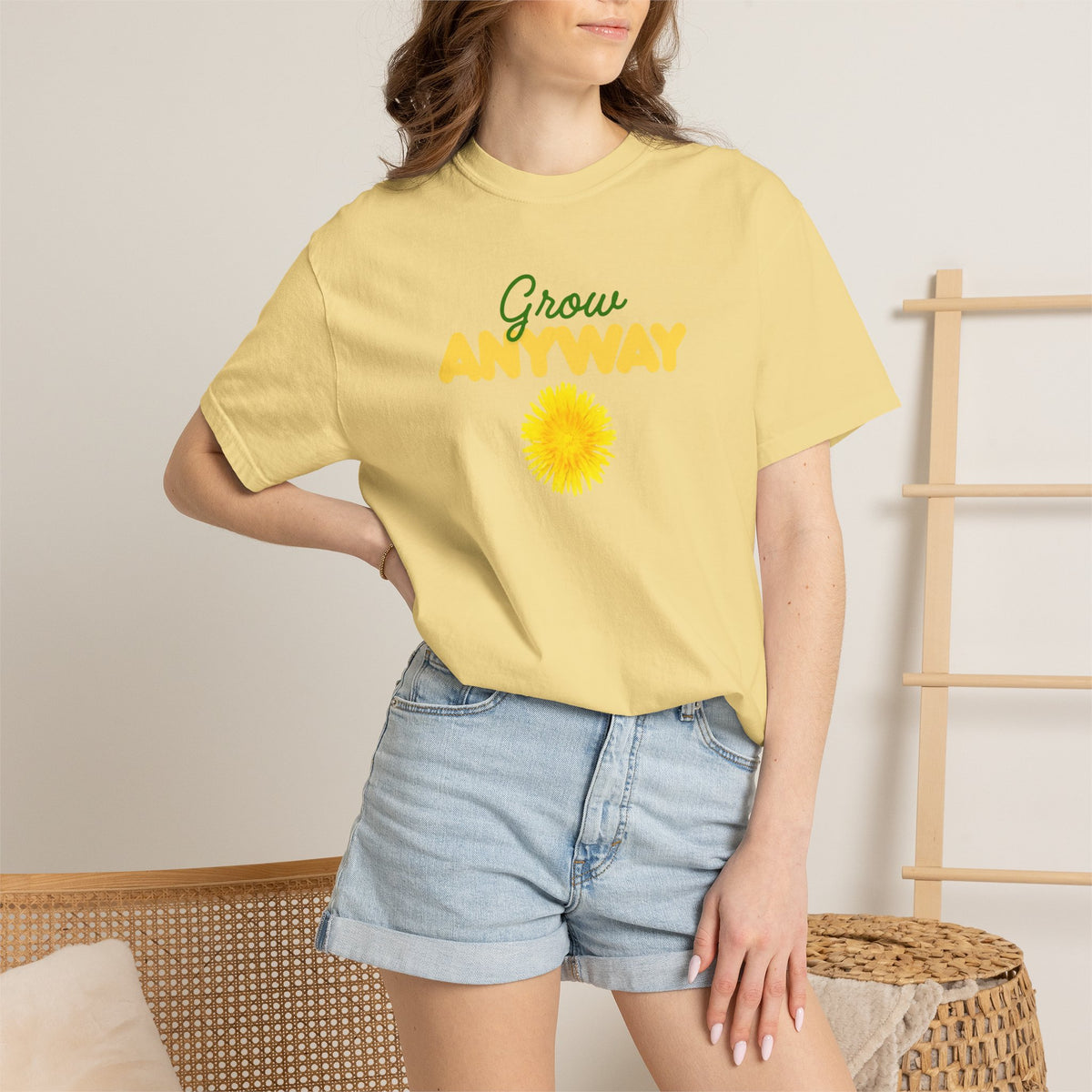 Grow Anyway T-Shirt — Floral Positive Vibe Tee