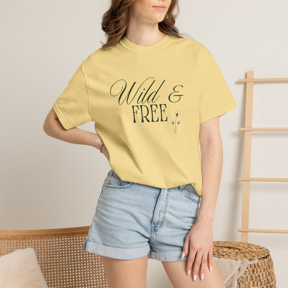 Wild & Free Script T-Shirt | Boho Nature Graphic Tee