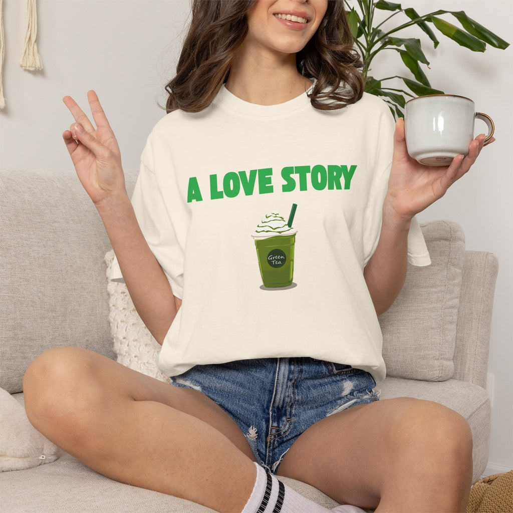 A Love Story Matcha Tee – Cute Matcha Drink Graphic T-Shirt