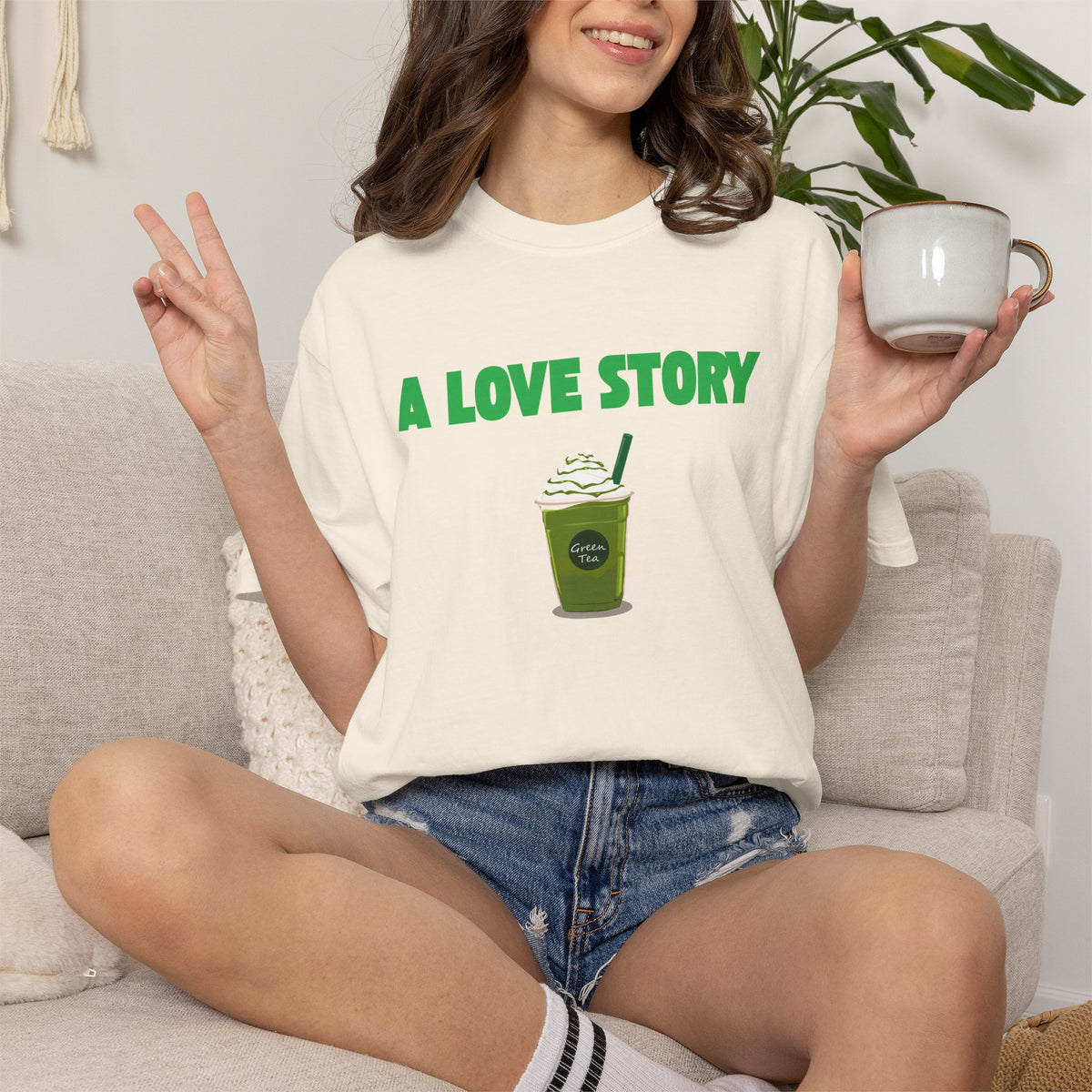 A Love Story Matcha Tee – Cute Matcha Drink Graphic T-Shirt