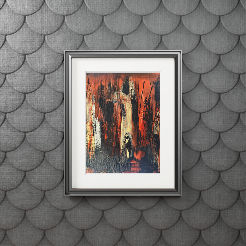 Fire Dance Giclée Abstract Art Print | Passepartout Mounted Fine Art Print | Modern Colourful Wall Art