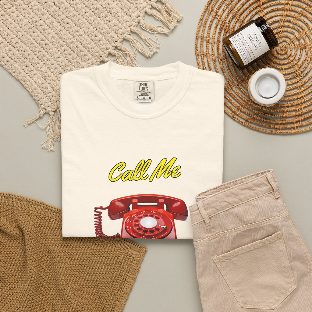 Call Me Red Rotary Phone T-shirt | Vintage Telephone Graphic | Retro