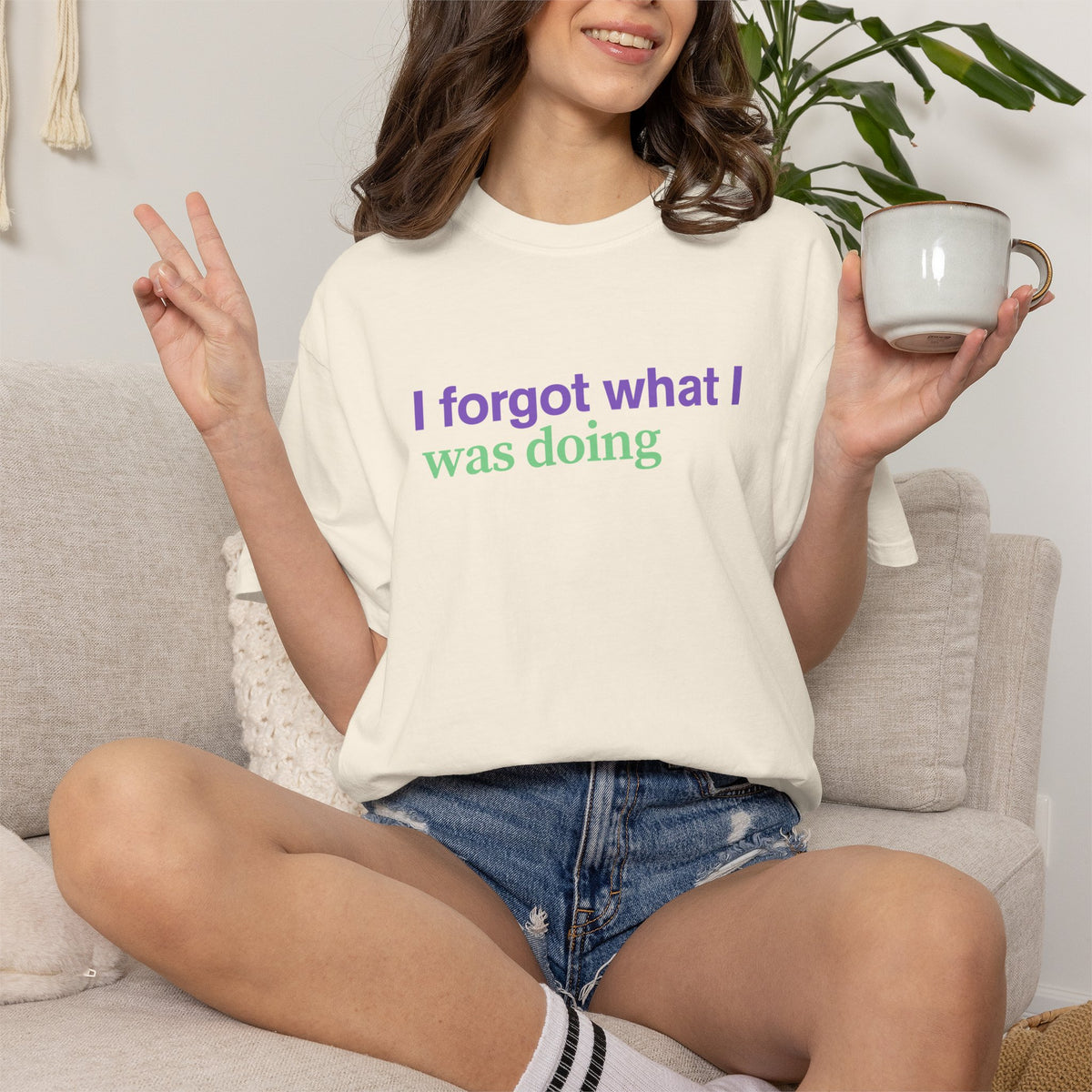 I Forgot What I Was Doing T-Shirt | Funny Minimalist Text Tee