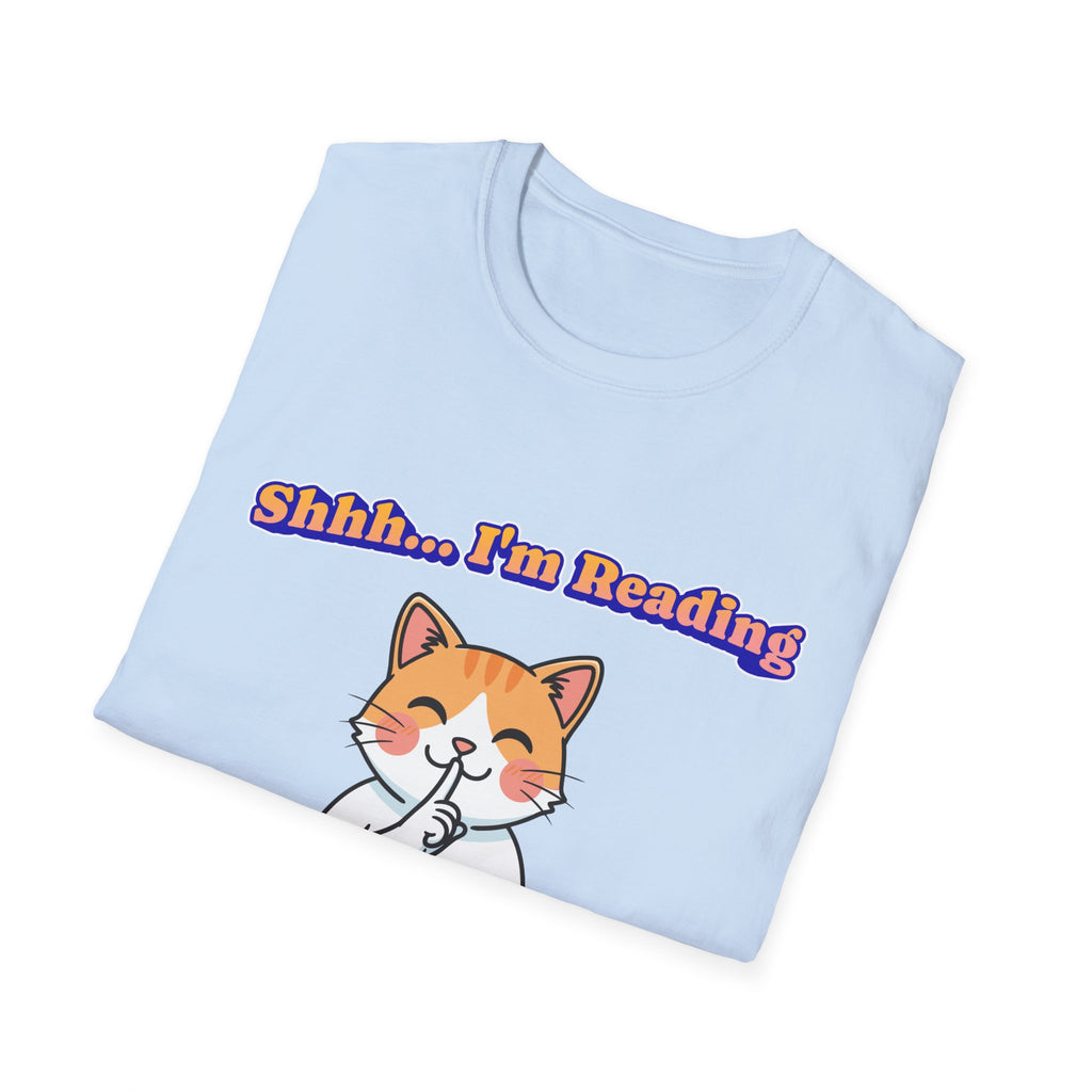 Shhh I'm Reading Cat T-Shirt | Funny Cat & Book Lover Gift Tee for Readers