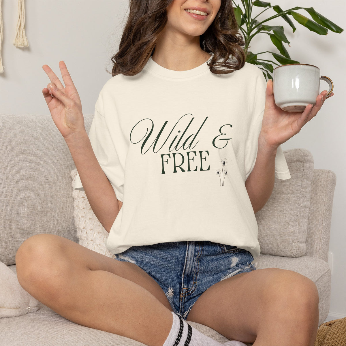 Wild & Free Script T-Shirt | Boho Nature Graphic Tee