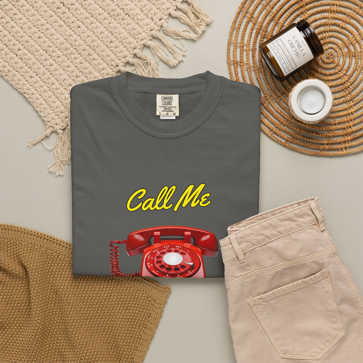 Call Me Red Rotary Phone T-shirt | Vintage Telephone Graphic | Retro