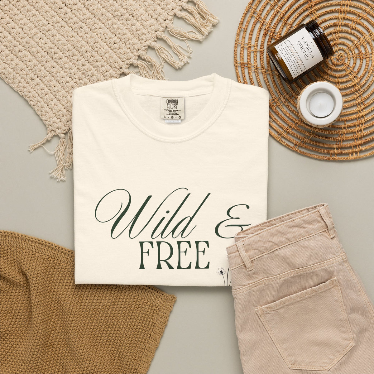 Wild & Free Script T-Shirt | Boho Nature Graphic Tee