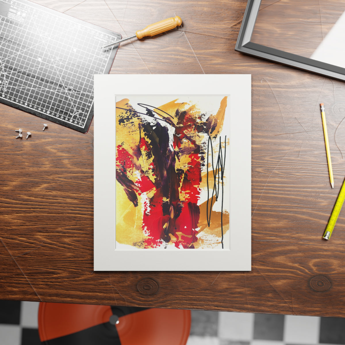 Blaze of Emotion Giclée Abstract Art Print | Passepartout Mounted Fine Art Print | Modern Colourful Wall Art