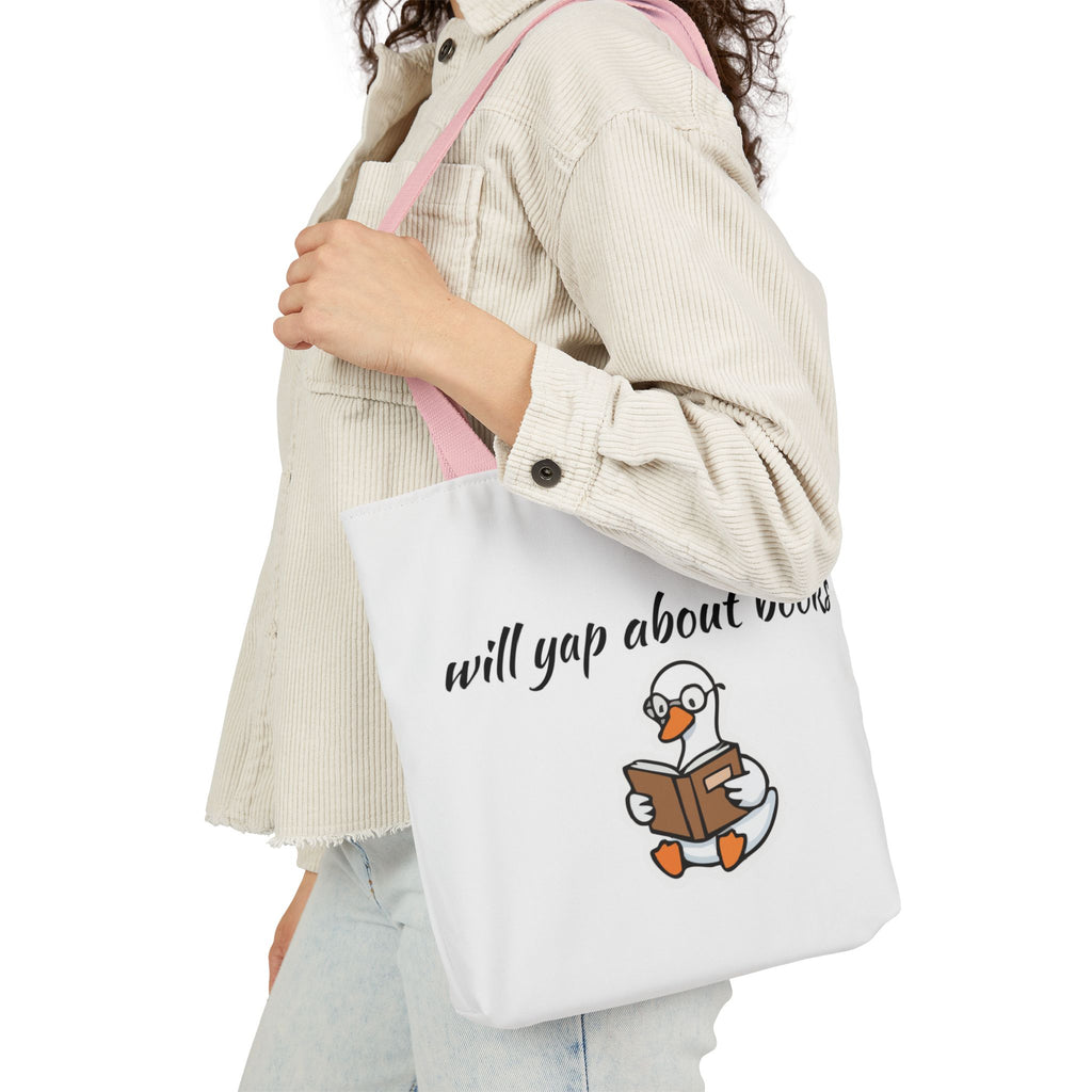 Will Yap About Books Duck Canvas Tote Bag | Cute Book Lover Gift Bag for Readers