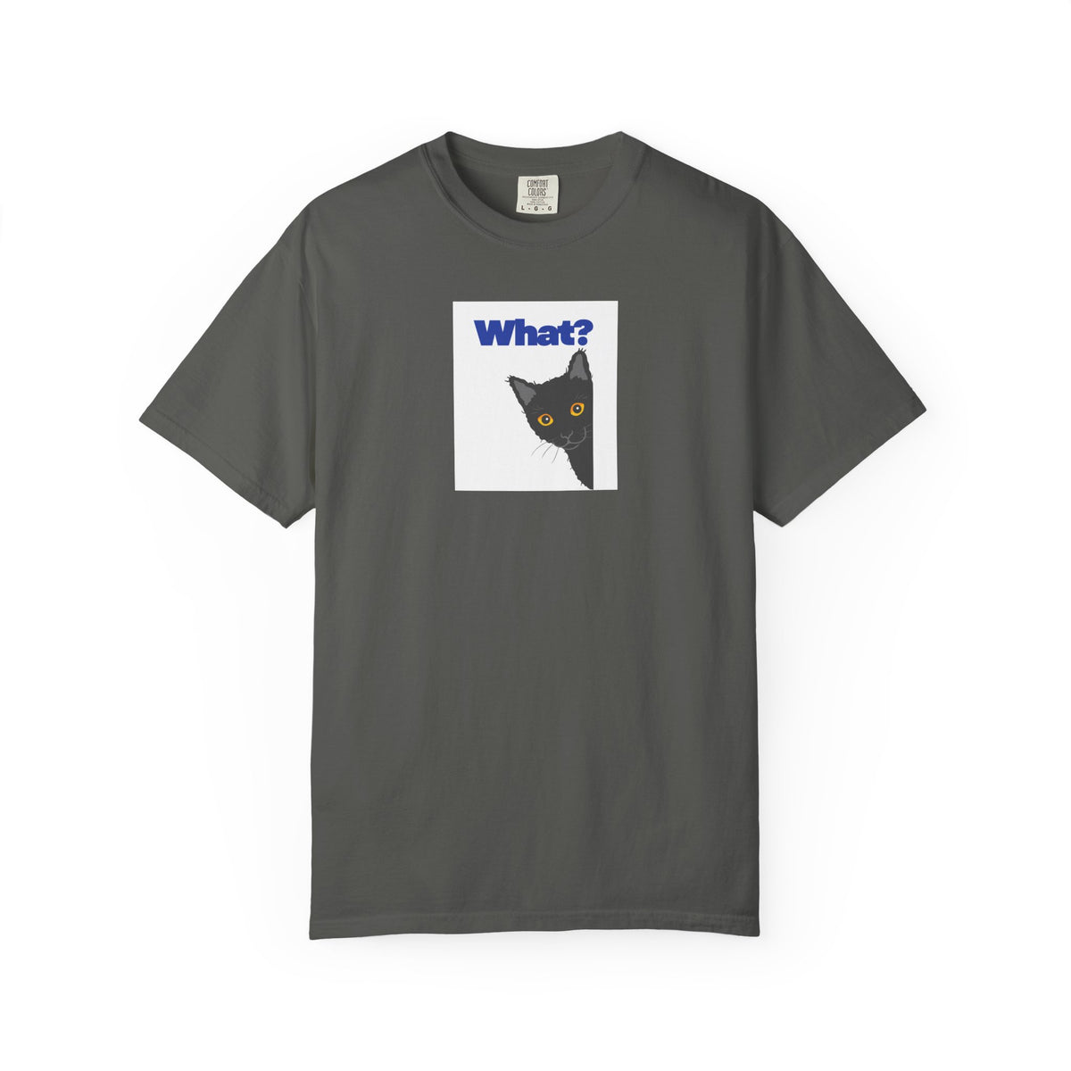 Peekaboo Black Cat "What?" T-shirt | Cat Lover Tee
