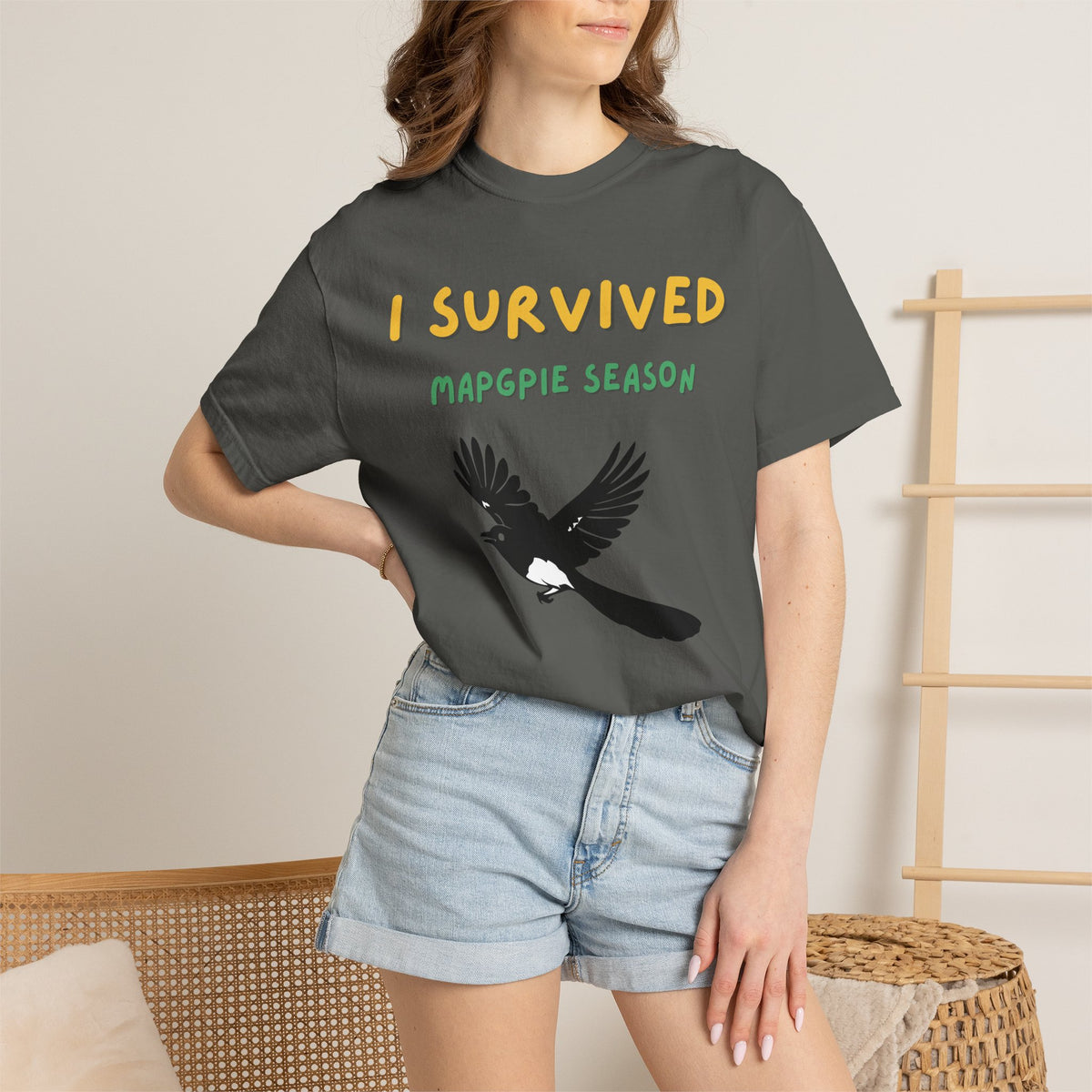 I Survived Magpie Season T-Shirt | Magpie Bird Graphic Tee